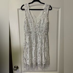 Shimmy For Me Sequin Dress Extended - White/Silver